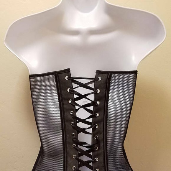 Custom Order Black Mesh Corset Lace Mini Dress - Picture 4 of 5